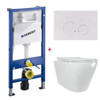Geberit Delta UP100 toiletset 28 wandcloset wit glans 53 cm met softclose zitting en drukplaat wit glans - thumbnail