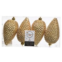 4x Gouden dennenappels kerstballen 12 cm kunststof glitter