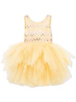 Tulleen robe mi-longue en tulle à sequins brodés - Jaune - thumbnail