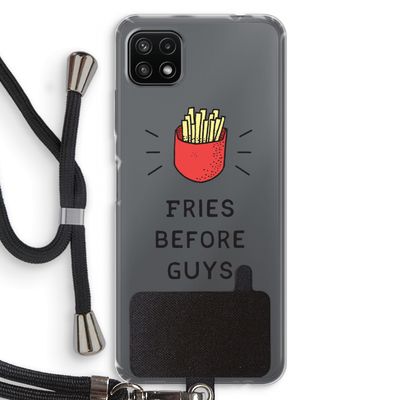 Fries before guys: Samsung Galaxy A22 5G Transparant Hoesje met koord