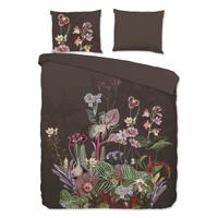 Dekbedovertrek Katoen - Tweepersoons (200x200 cm) - Bruin Katoen - Dessin: Bloemen - Good Morning - Dekbed-Discounter.nl