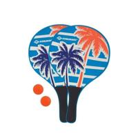 Beachball rackets - SCHILDKROT - Gelakt hout - Zwarte kunststof handgreep - 2 ballen - Hersluitbare netzak