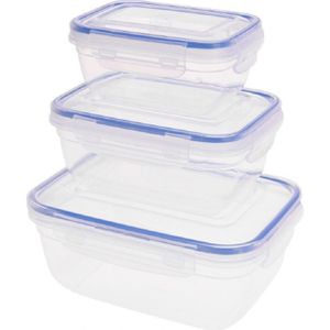 3x Voorraadbakjes/bewaarbakjes transparant 400, 800 en 1400ml