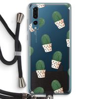 Cactusprint roze: Huawei P20 Pro Transparant Hoesje met koord