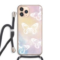 White butterfly: iPhone 11 Pro Max Transparant Hoesje met koord