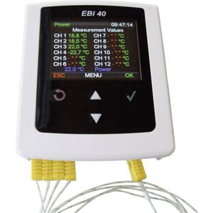 ebro EBI 40 TC-02 Temperatuur datalogger Kalibratie (ISO) Te meten grootheid: Temperatuur -200 tot 1200 °C