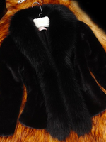 Fluff/Granular Fleece Fabric Regular Fit Elegant Plain Leather & Faux Leather - thumbnail