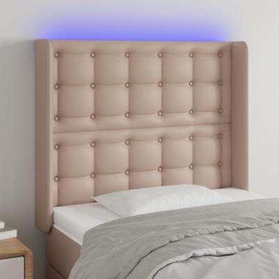 Hoofdbord LED 93x16x118/128 cm kunstleer cappuccinokleurig