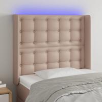 Hoofdbord LED 93x16x118/128 cm kunstleer cappuccinokleurig