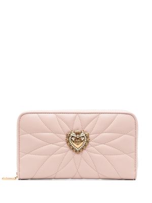 Dolce & Gabbana portefeuille continental Devotion à zip - Rose