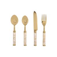 Bestek Home ESPRIT Wit Gouden Roestvrij staal Parelmoer 4,5 X 2 X 21 CM 16 Onderdelen