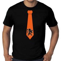 Grote maten zwart fan shirt / kleding Holland oranje leeuw stropdas EK/ WK voor heren 4XL  -