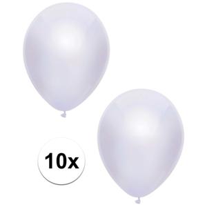 Feest ballonnen - metallic wit - 10x stuks - 30 cm - verjaardag versiering