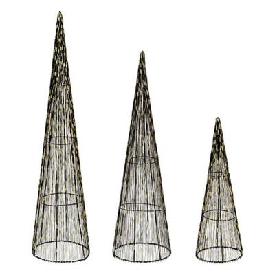 Feeric Christmas LED kegel kerstbomen - set van 3x st - zwart - kerstverlichting - lampen