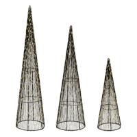 Feeric Christmas LED kegel kerstbomen - set van 3x st - zwart - kerstverlichting - lampen