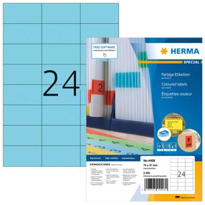 Etiket HERMA 4408 70x37mm blauw 2400 etiketten