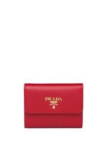 Prada portefeuille pliant à logo - Rouge