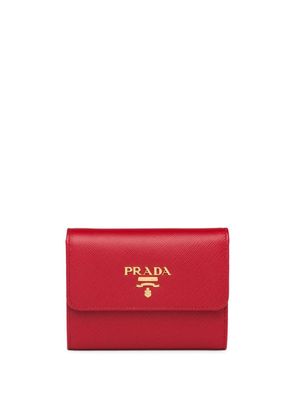 Prada portefeuille pliant à logo - Rouge