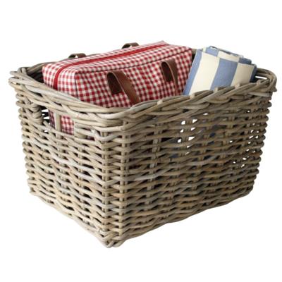 Fietsmand - Bakkersmand - lichtbruin - 44 x 33 x 25 cm - gevlochten riet - bevestigen voorzijde