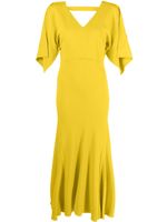 Victoria Beckham robe mi-longue à manches drapées - Jaune