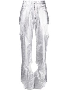 Off-White pantalon droit Meteor à design métallisé - Argent