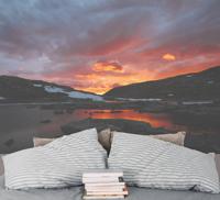 Fotobehang natuur Noorse zonsondergang en meer