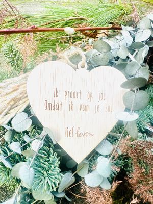 Houten kerstbal • Hart