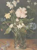 Canvas schilderij Stilleven met bloemen in een glas - thumbnail