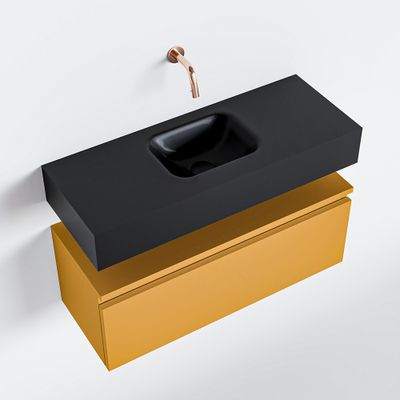 Toiletmeubel Mondiaz Andor | 80 cm | Meubelkleur Ocher | Lex vrijhangend wastafel Urban Midden | Zonder kraangat