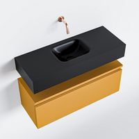 Toiletmeubel Mondiaz Andor | 80 cm | Meubelkleur Ocher | Lex vrijhangend wastafel Urban Midden | Zonder kraangat