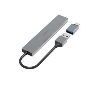 Hama USB Hub 4 Ports USB 3.2 Gen 1/ 5 Gbit/s  Ultra-Slim incl. USB-C Adapter USB Hub Antraciet