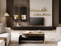 Tv-meubel set BABEL 5 deuren eik artisan/zwart zonder led met salontafel