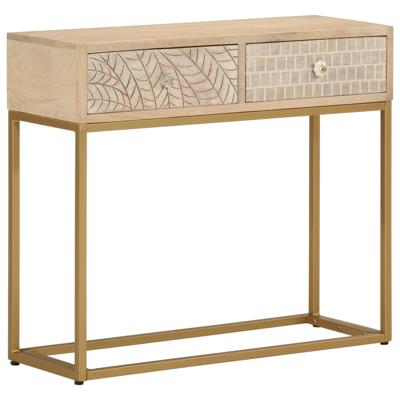 Wandtafel 90x30x76 cm massief mangohout en ijzer