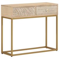 Wandtafel 90x30x76 cm massief mangohout en ijzer