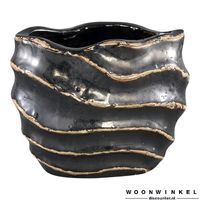 Matz Grey ceramic wave pot oval S - thumbnail