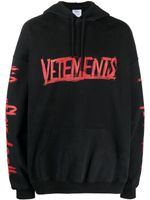 VETEMENTS hoodie en coton à logo imprimé - Noir