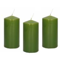 8x Kaarsen olijfgroen 5 x 10 cm 23 branduren sfeerkaarsen - Stompkaarsen - thumbnail