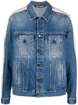 Palm Angels veste en jean à rayures latérales - Bleu