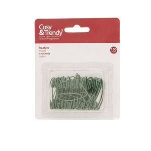 100x stuks kerstbalhaakjes/kerstboomhaakjes groen 4 cm - Kerstbalhaakjes