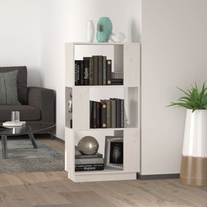 Boekenkast/kamerscherm 51x25x101 cm massief grenenhout wit