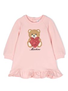 Moschino Kids robe volantée à logo - Rose