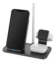 Deltaco QI-1036 oplader voor mobiele apparatuur Hoofdtelefoons, Mobiele telefoon, Smartwatch Zwart Batterij/Accu, USB Draadloos opladen Binnen - thumbnail