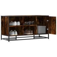 Schoenenbank 100x40x53,5cm bewerkt hout en metaal gerookt eiken - thumbnail