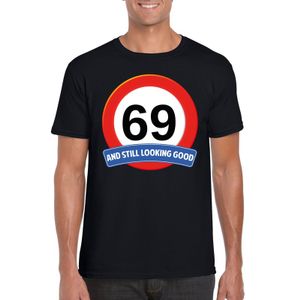 Verkeersbord 69 jaar t-shirt zwart heren