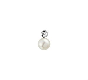 TFT Hanger Zilver gerhodineerd Parel en Zirkonia 13,5 x 8 mm
