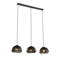 QAZQA Oosterse hanglamp zwart bamboe 3-lichts - Pua