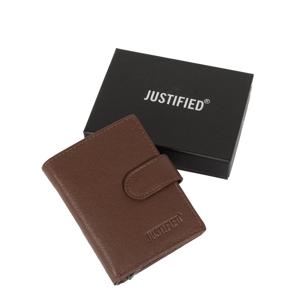 Justified Bags Leather Nappa Credit Case Holder + Backside Coin Brown + Box