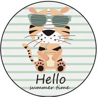 Cartoon patroon ronde zachte pluizige Crystal Velvet huis tapijten kind kamer spel tapijten grootte: diameter: 150cm (Tiger)