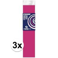 3x Hobby crepe papier neon fuchsia 250 x 50 cm   -