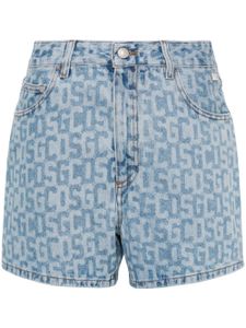 GCDS short en jean à taille haute - Bleu